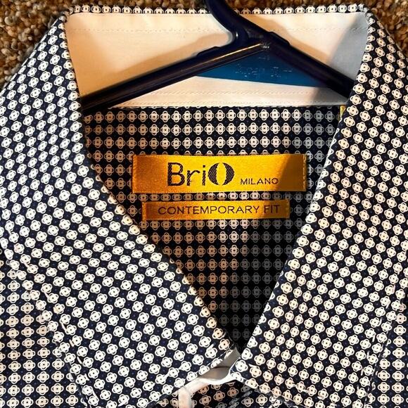 BriO by Milano Men's Long Sleeve Button Down Shirt. Blue/White. Size XL 17.5-18 - Picture 9 of 9